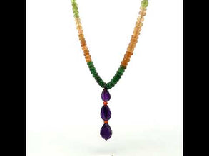 Spessartite Garnet Natural, Peridot, Tsavorite, Citrine, and Amethyst Necklace