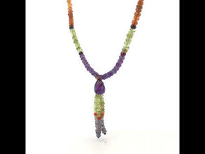 Spessartite Garnet Natural, Peridot, Amethyst, and Tanzanite Necklace