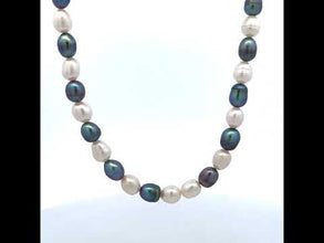 Classic White & Grey June Birthstone Plain Pearl Necklace