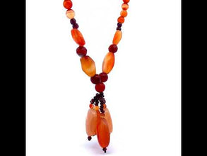 Natural Carnelian & Garnet Plain Ball Gemstone Necklace