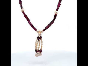Natural Garnet Chobra & Pearl Plain Gemstone Necklace