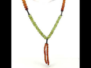 Citrine Natural, Spessartite Garnet, and Peridot Lariat Style Necklace