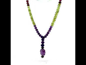 Peridot Natural, Spessartite, Aqua, Pink Tourmaline, and Amethyst Necklace