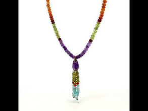 Aqua Natural, Peridot, Spessartite, Amethyst, and Carnelian Necklace