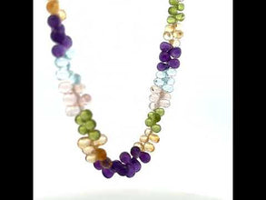 Natural Swiss Blue Topaz Rose Quartz Peridot Citrine Amethyst Gemstone Semi Necklace