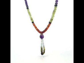 Amethyst Natural, Citrine, Spessartite, Aqua, Peridot, Black, and Green Tourmaline Necklace