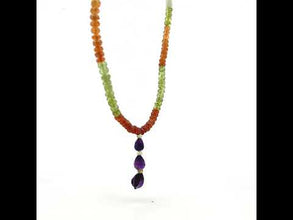 Citrine Natural, Spessartite, Peridot, and Amethyst Necklace