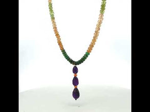 Tsavorite Natural, Amethyst, Spessartite Garnet, Citrine, and Peridot Necklace