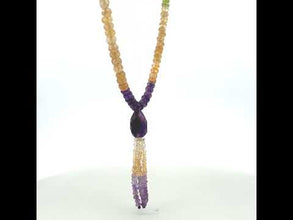 Peridot Natural, Citrine, and Amethyst Gemstone Necklace