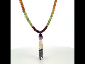 Spessartite Natural, Amethyst, Tanzanite, Citrine, and Peridot Necklace