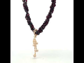Natural Garnet Chobra & Pearl Twisted Gemstone Necklace
