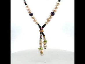 Natural Multi Tourmaline Pearl Peridot Citrine Beads Necklace