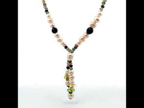 Natural Citrine & Multi Tourmaline Pearl Peridot Tassel Gemstone Necklace