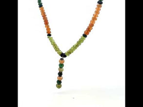 Tsavorite Natural, Spessartite Garnet, Peridot, and Black Tourmaline Necklace