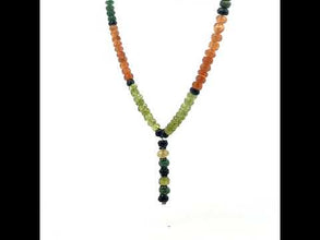 Black Tourmaline Natural, Tsavorite, Peridot, and Spessartite Garnet Necklace