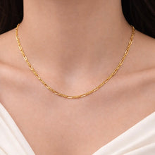 Micron Gold Plated Alternating Figaro Chain Necklace | Smooth Polished Finish | Contemporary Unisex Edge