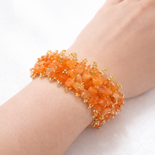 Handmade Carnelian Chip and Cluster Stretch Bracelet - Vibrant Orange Natural Stone Bohemian Healing Jewelry