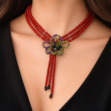 Natural Coral Amethyst Peridot Garnet Plain Ball Semi Necklace