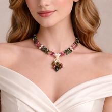 Natural Tourmaline with Pearl Multi Color Gemstone Necklace Jewelry