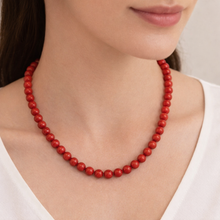 Natural Coral Plain Ball 5mm Gemstone Necklace Jewelry