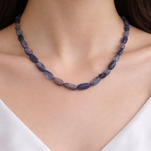 Natural Iolite Gemstone Beaded Necklace | 9mm Smooth Oval Nugget Beads 15