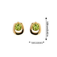 14K Rose Gold Stud Earrings | Natural Round Peridot | Contemporary Bezel-Set Chic Minimalist Style - Earrings