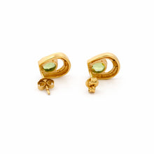 14K Rose Gold Stud Earrings | Natural Round Peridot | Contemporary Bezel-Set Chic Minimalist Style - Earrings