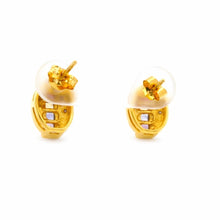 14K Yellow Gold Art Deco Stud Earrings | Natural Diamond & Multi-Sapphire | Channel-Set Geometric Design - Earrings