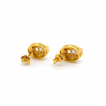 14K Yellow Gold Art Deco Stud Earrings | Natural Diamond & Multi-Sapphire | Channel-Set Geometric Design - Earrings