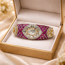 14K Yellow Gold Diamond Polki Open Cuff Bangle – Royal Wristwear Kundan-Meena Collection - Bracelet