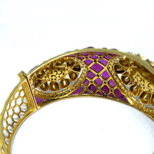 14K Yellow Gold Diamond Polki Open Cuff Bangle – Royal Wristwear Kundan-Meena Collection - JEWELNJOY