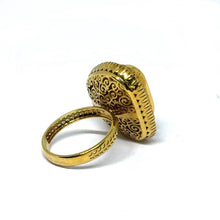 14K Yellow Gold Diamond Polki Ring – Triple Halo Layered Design in Timeless Ethnic Glamour - JEWELNJOY