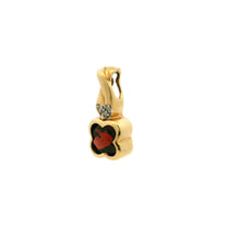14K Yellow Gold Natural Diamond & Garnet Floral Clover Pendant | January Birthstone Jewelry - Pendant