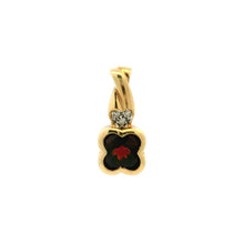 14K Yellow Gold Natural Diamond & Garnet Floral Clover Pendant | January Birthstone Jewelry - Pendant