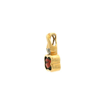 14K Yellow Gold Natural Diamond & Garnet Floral Clover Pendant | January Birthstone Jewelry - Pendant