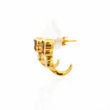 14K Yellow Gold Natural Garnet & Diamond Clover Motif Earrings | Twisted Gold Chic Design - Earrings