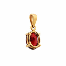 14K Yellow Gold Natural Garnet Oval Solitaire Pendant | Classic Prong-Set Design - Pendant