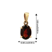 14K Yellow Gold Natural Garnet Oval Solitaire Pendant | Classic Prong-Set Design - Pendant