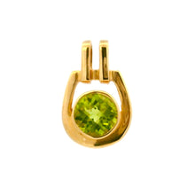 14K Yellow Gold Natural Peridot Bezel-Set Solitaire Pendant | Minimalist Gold Design - Pendant