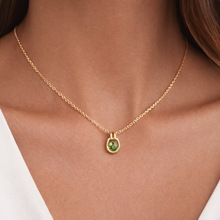 14K Yellow Gold Natural Peridot Bezel-Set Solitaire Pendant | Minimalist Gold Design - Pendant