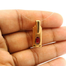 14K Yellow Gold Natural Ruby Bezel-Set Bar Pendant | Rectangular Base with Thick Polished Bail - Pendant