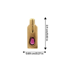 14K Yellow Gold Natural Ruby Bezel-Set Bar Pendant | Rectangular Base with Thick Polished Bail - Pendant