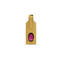 14K Yellow Gold Natural Ruby Bezel-Set Bar Pendant | Rectangular Base with Thick Polished Bail - Pendant
