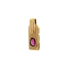 14K Yellow Gold Natural Ruby Bezel-Set Bar Pendant | Rectangular Base with Thick Polished Bail - Pendant