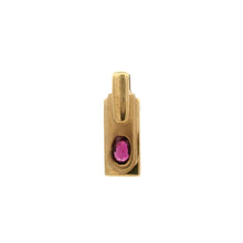 14K Yellow Gold Natural Ruby Bezel-Set Bar Pendant | Rectangular Base with Thick Polished Bail - Pendant