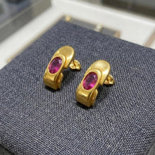 14K Yellow Gold Natural Ruby Stud Earrings | July Birthstone Contemporary Statement Jewelry - Earrings