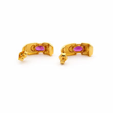 14K Yellow Gold Natural Ruby Stud Earrings | July Birthstone Contemporary Statement Jewelry - Earrings