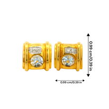 14K Yellow Gold Stud Earrings | Natural Aquamarine & Diamond | Geometric Modern Design - Earrings