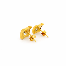 14K Yellow Gold Stud Earrings | Natural Aquamarine & Diamond | Geometric Modern Design - Earrings