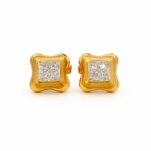 14K Yellow Gold Stud Earrings | Natural Diamond Cluster | Vintage Revival Geometric Style Jewelry - Earrings